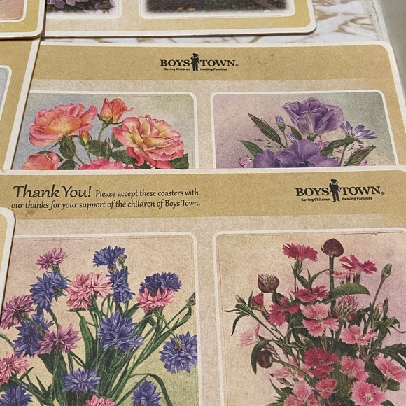 Boys Town Wild Wings Chipboard Drink Coasters 2014 Song Birds/Flowers Set Of 12 - Picture 4 of 8